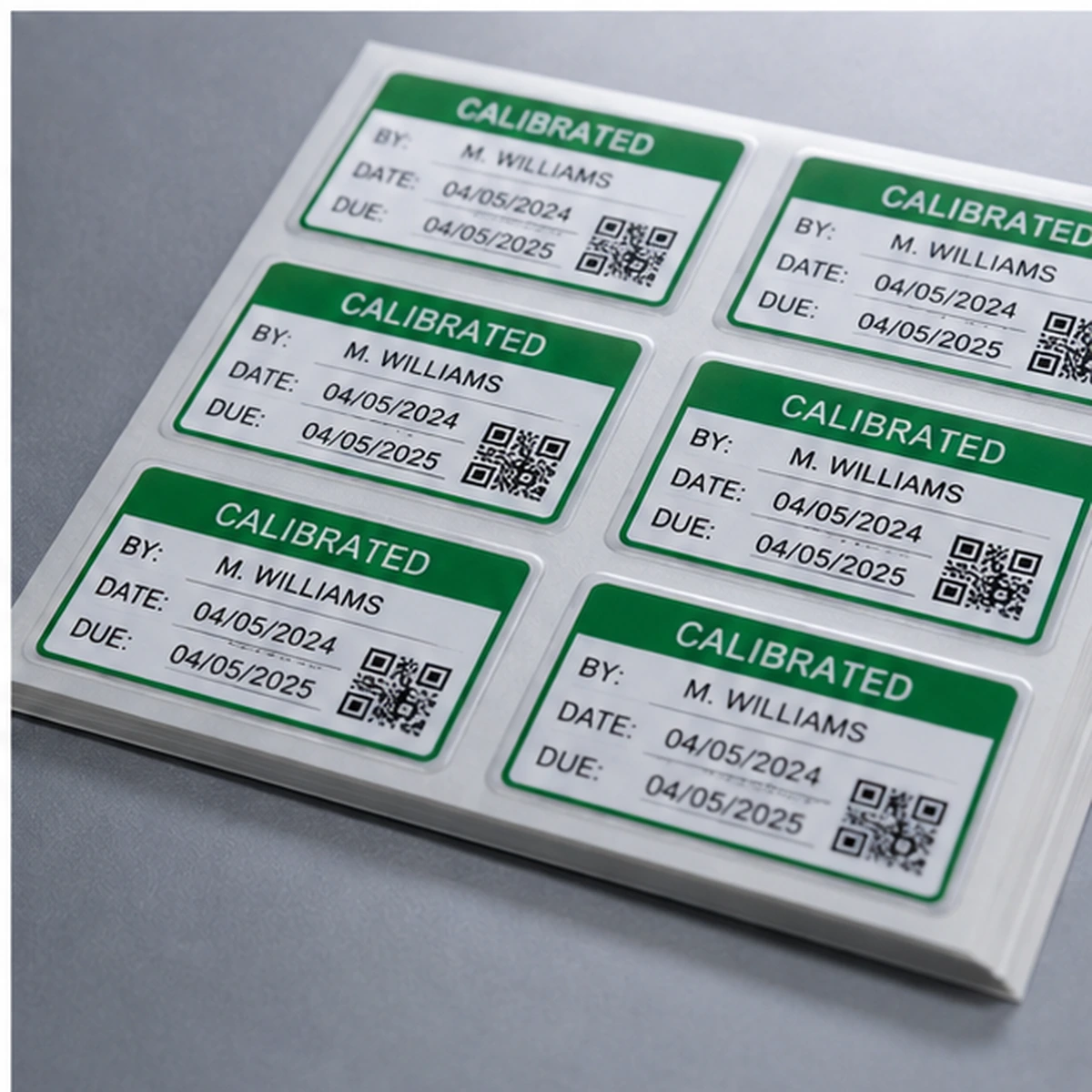 Calibration Labels custom finish option