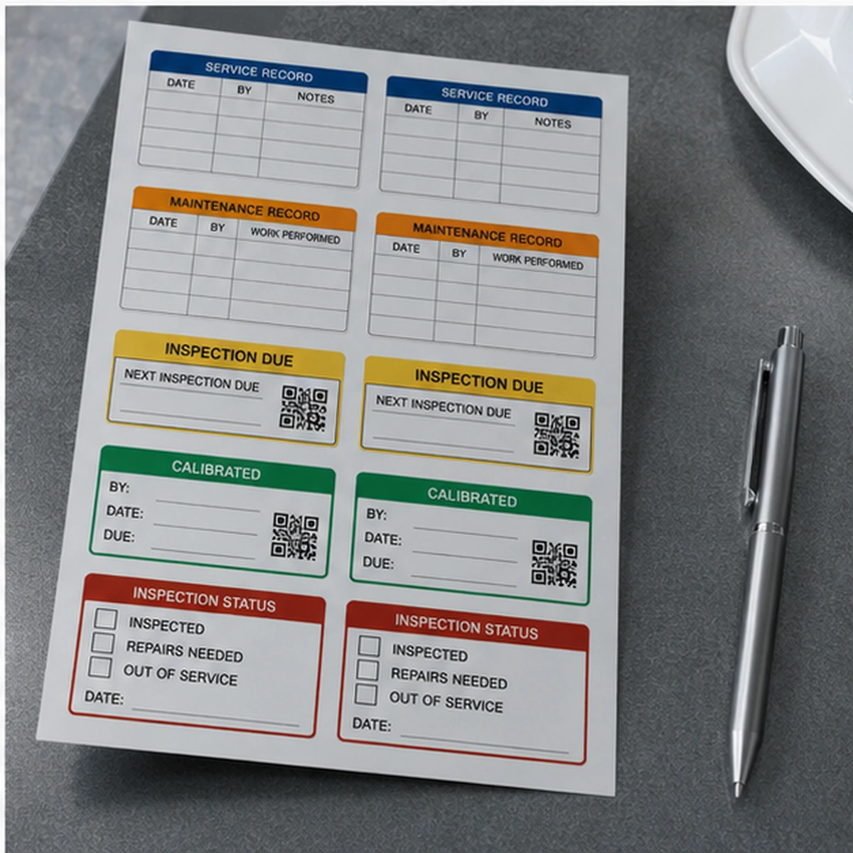Service & Inspection Labels custom finish option