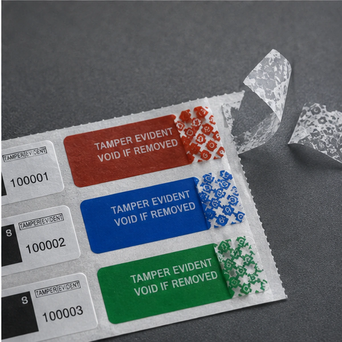 Tamper Evident Labels custom finish option