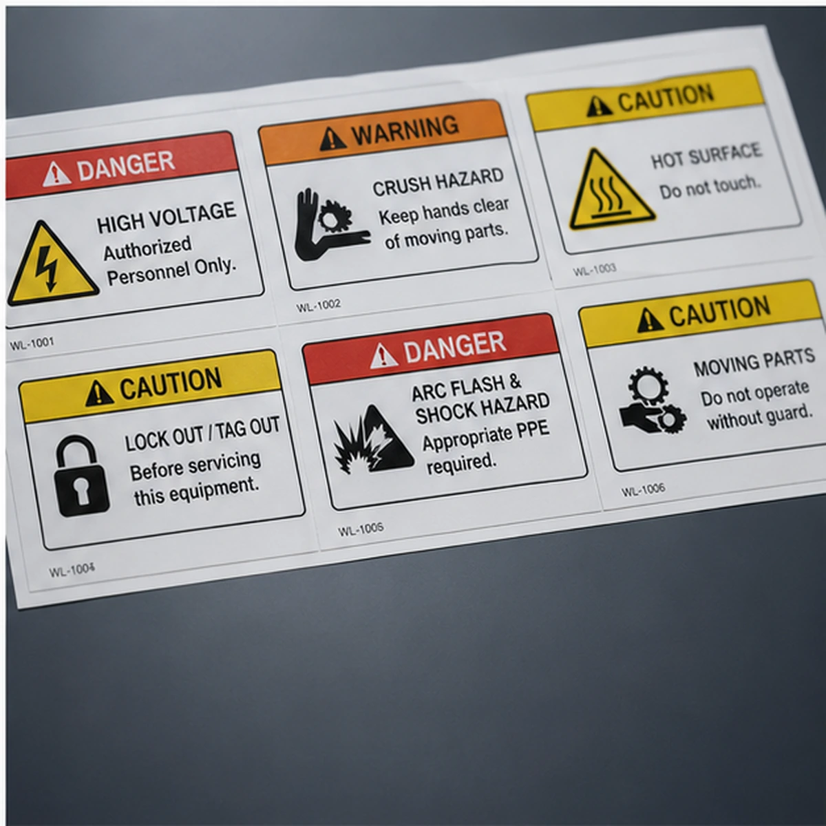 Warning Labels custom finish option
