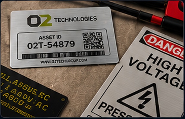 Industrial identification plates and safety signage