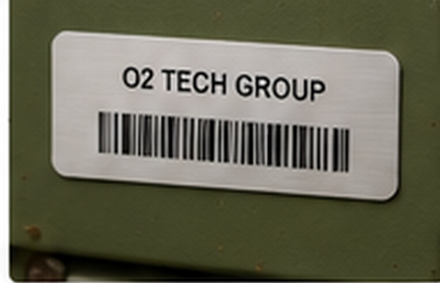 Adhesive Metalphoto asset label with barcode