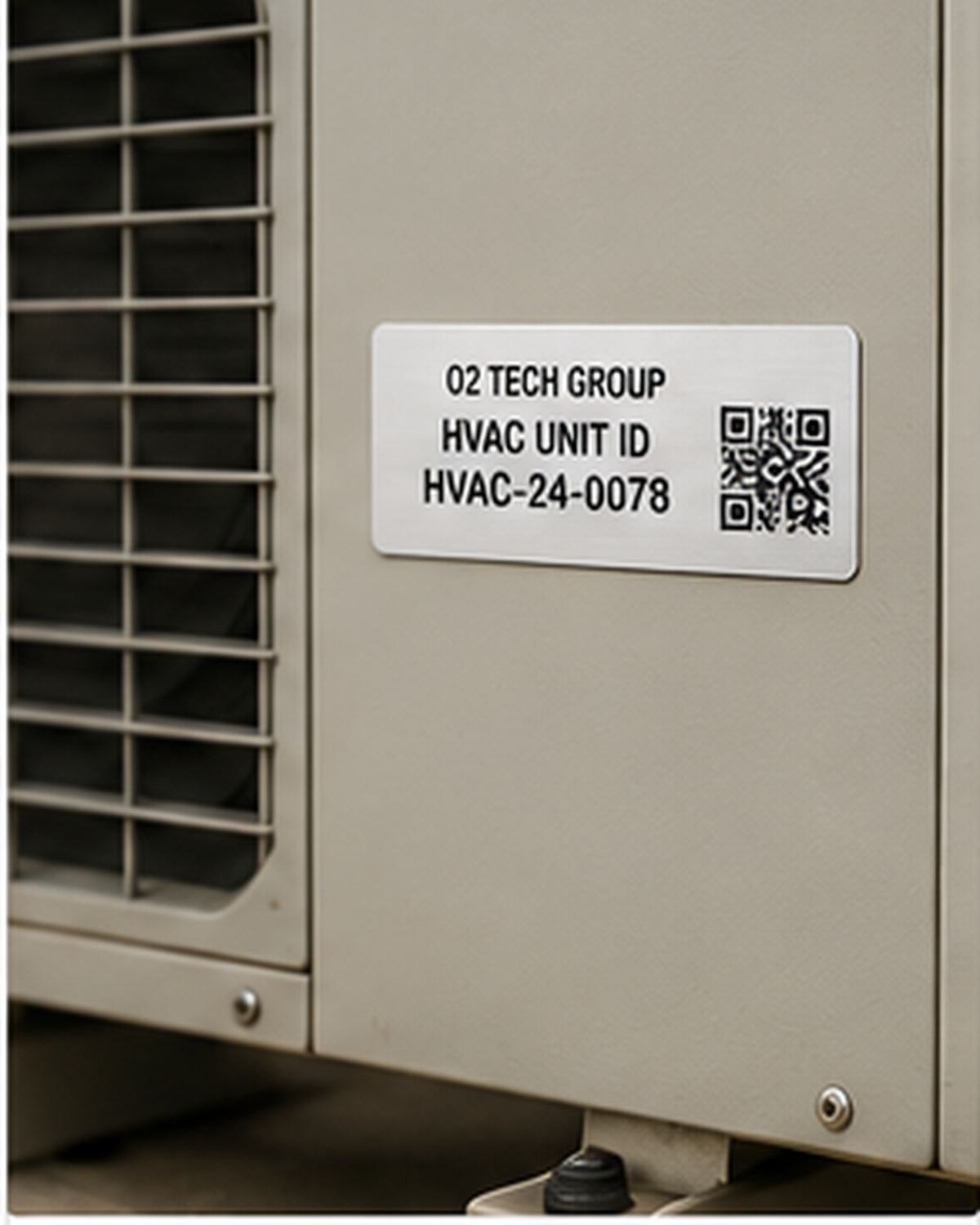 Adhesive asset label on HVAC equipment