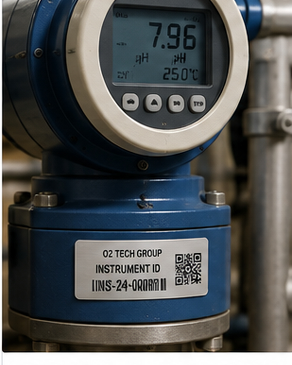 Adhesive asset label on instrument