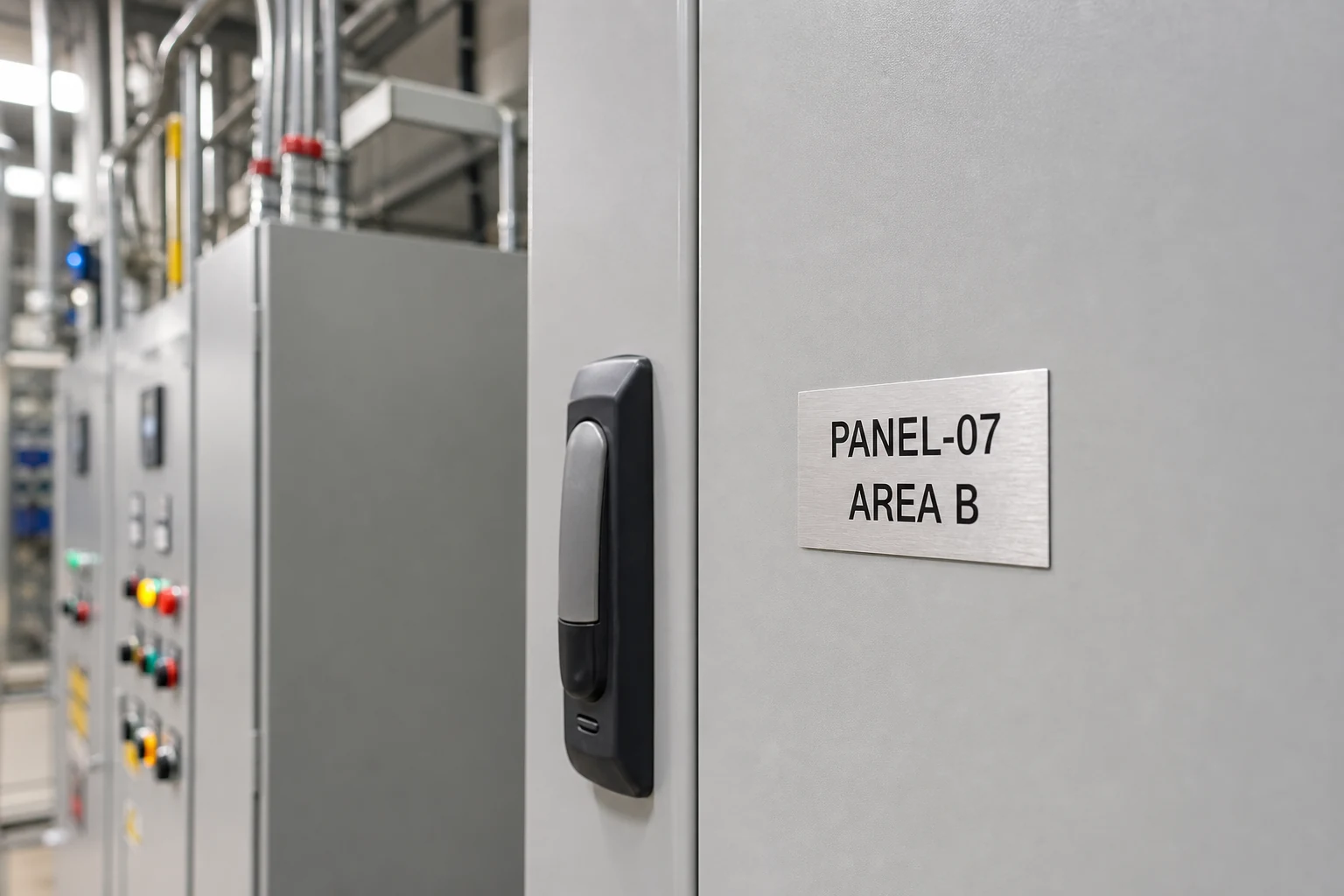 Equipment label bonded to an electrical control cabinet
