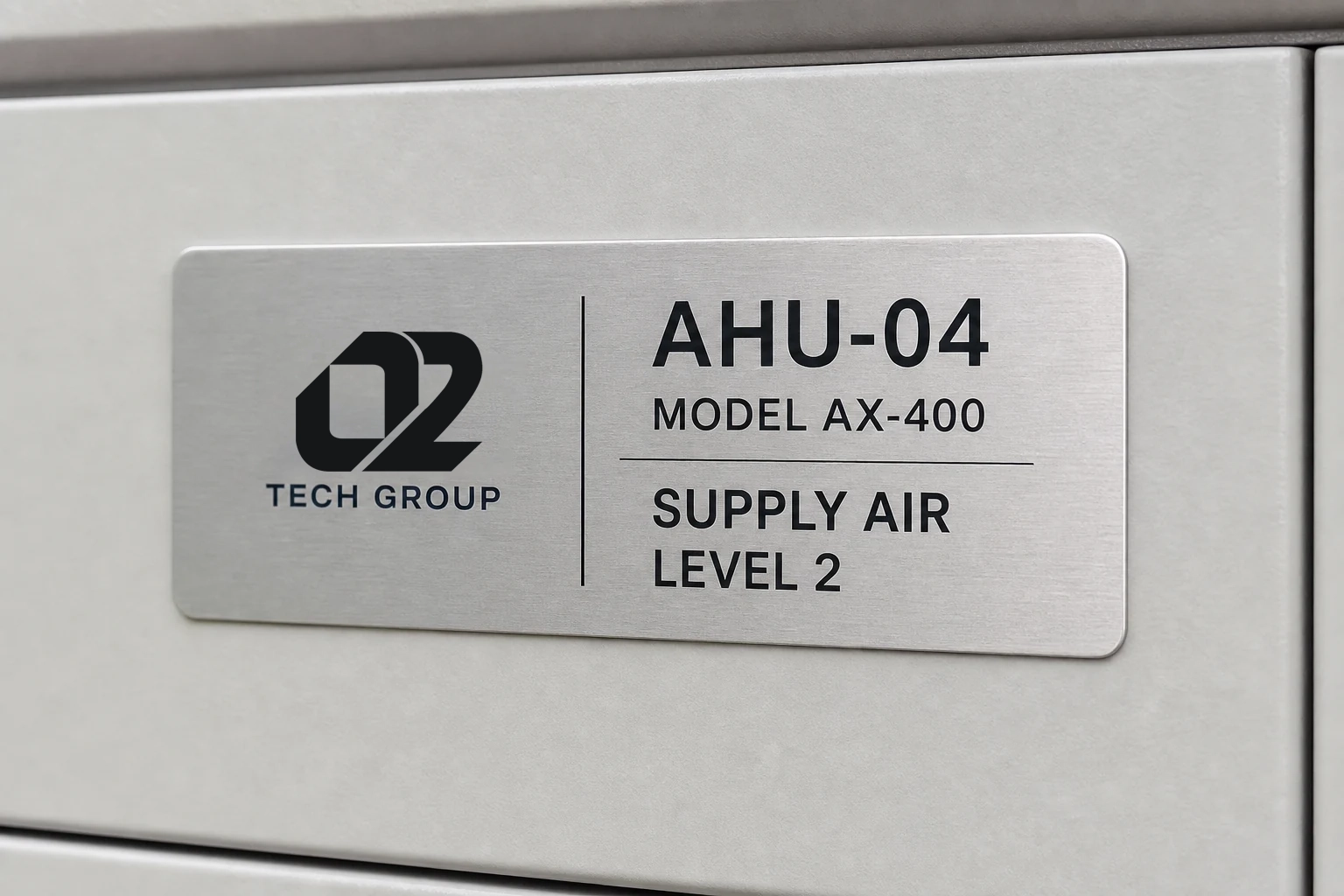 Adhesive Metalphoto HVAC equipment label with operating data