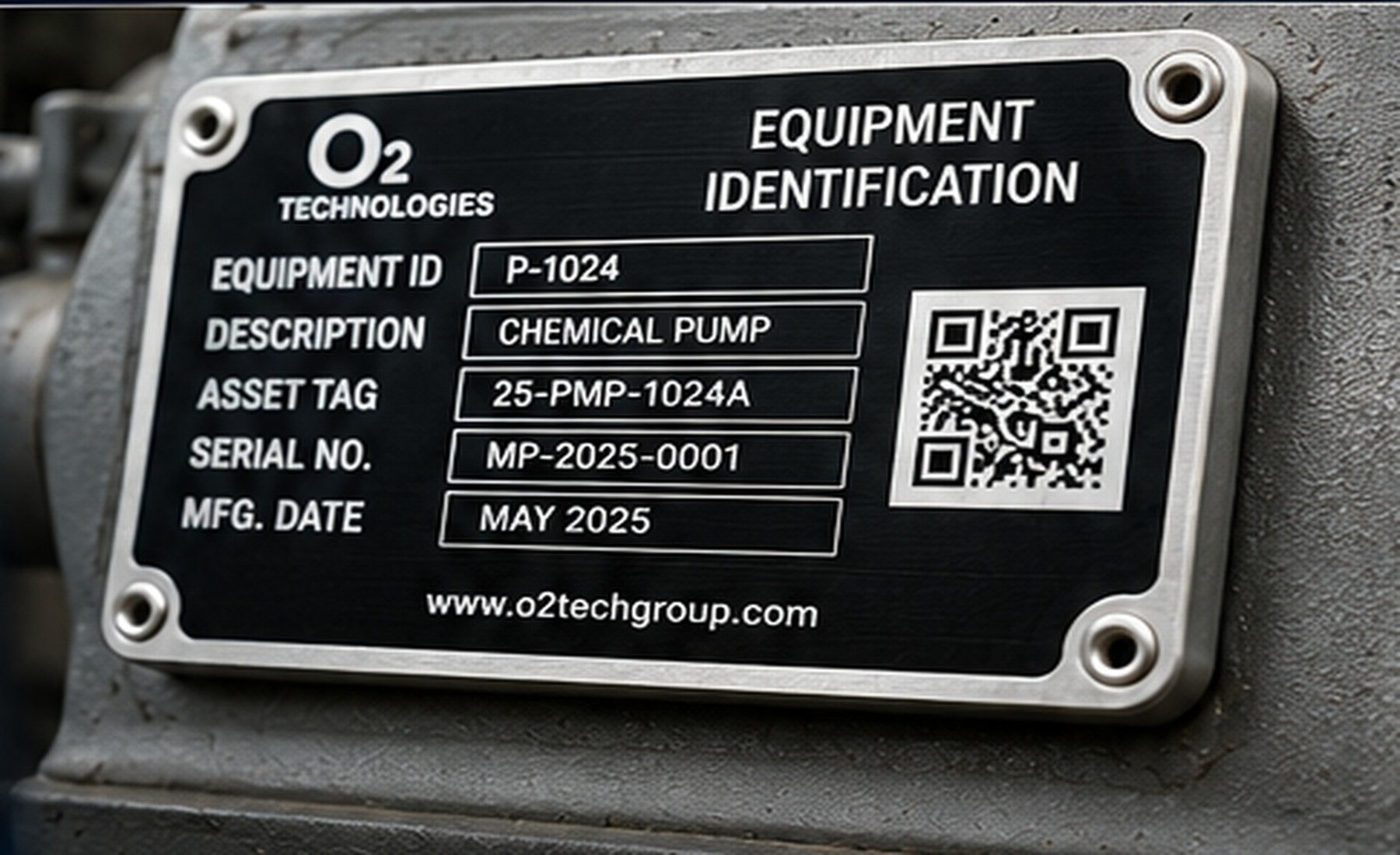 Metalphoto equipment identification plate