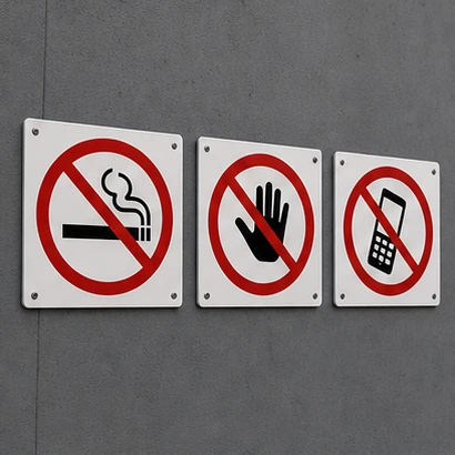 Prohibition Safety Signs custom finish option
